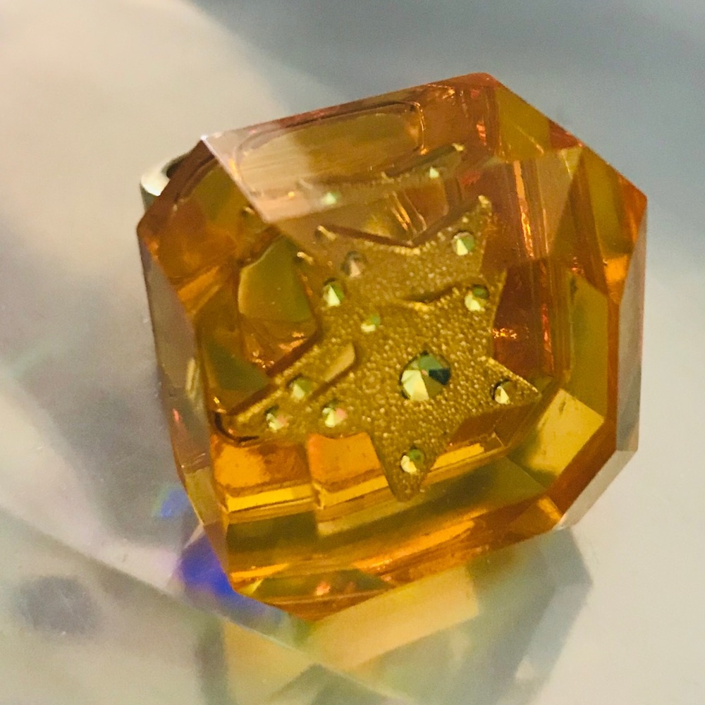 Lucite star chunky ring crystal vtg Betsey Johnson